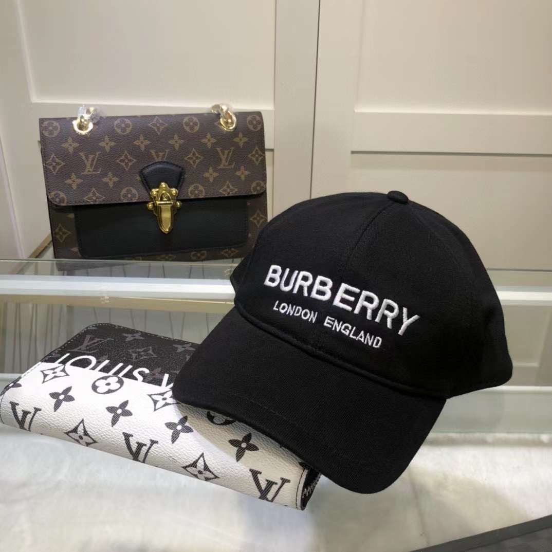 BURBERRY Letter Embroidery Cotton Baseball Cap BQ0821