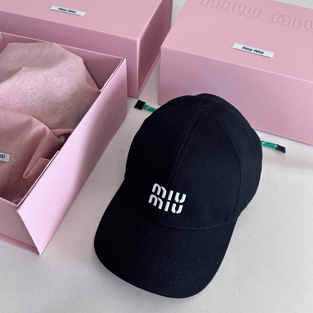 MIU MIU Letter Embroidery Cotton Baseball Cap BQ2368