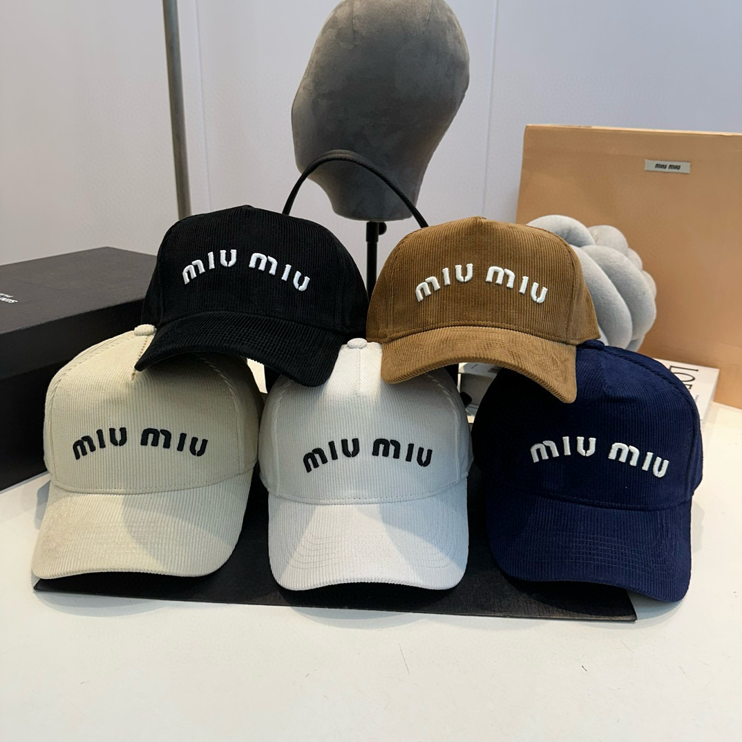 MIU MIU Letter Embroidery Corduroy Baseball Cap BQ2460