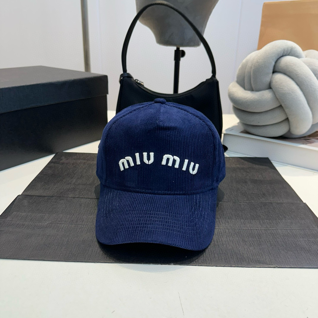 MIU MIU Letter Embroidery Corduroy Baseball Cap BQ2460