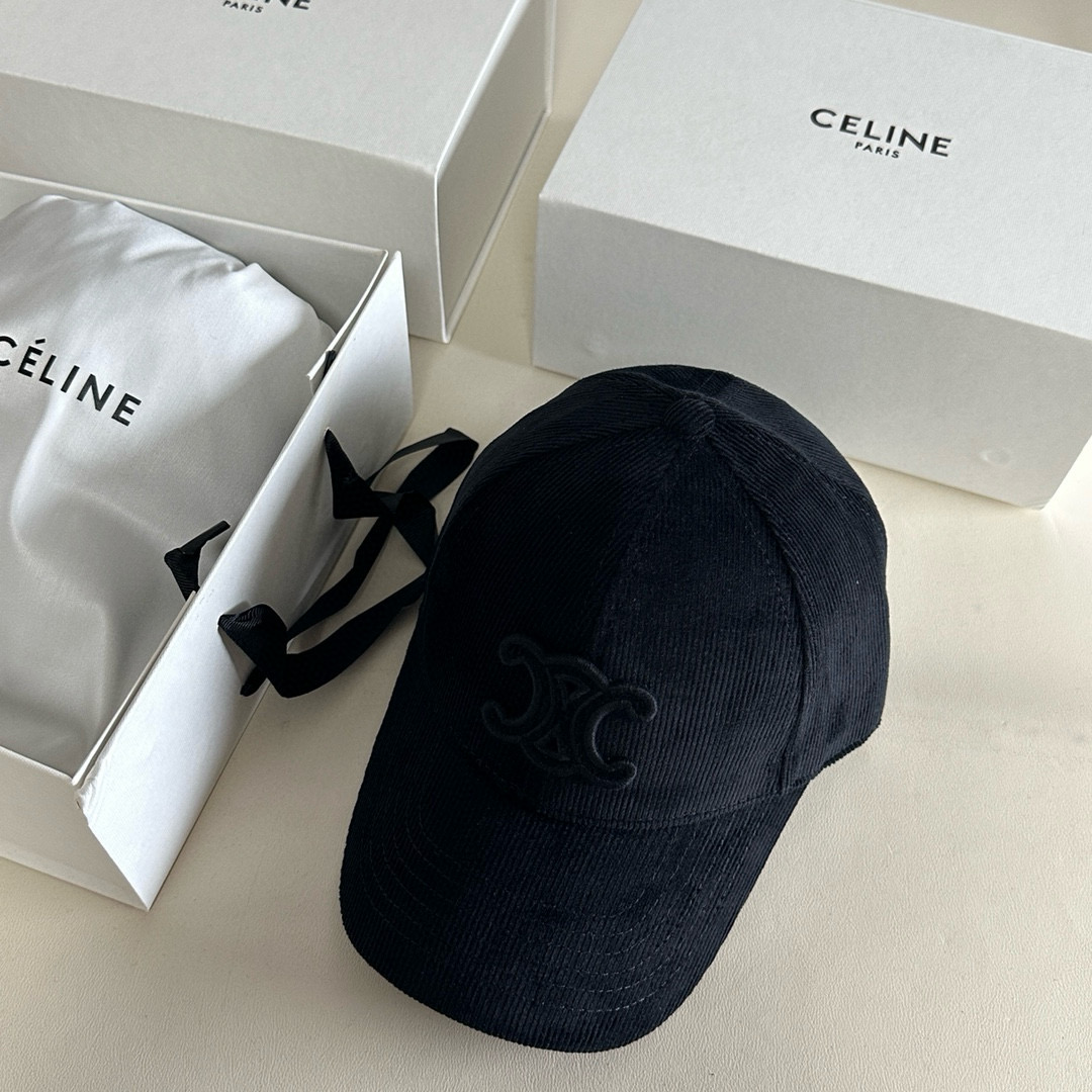 CELINE TRIOMPHE Patch Corduroy Baseball Cap BQ2473