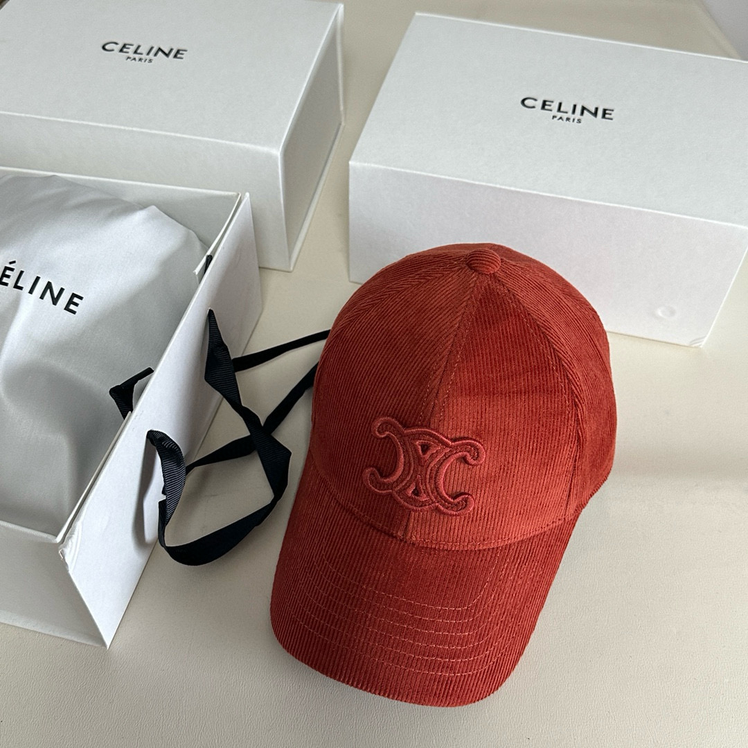 CELINE TRIOMPHE Patch Corduroy Baseball Cap BQ2473