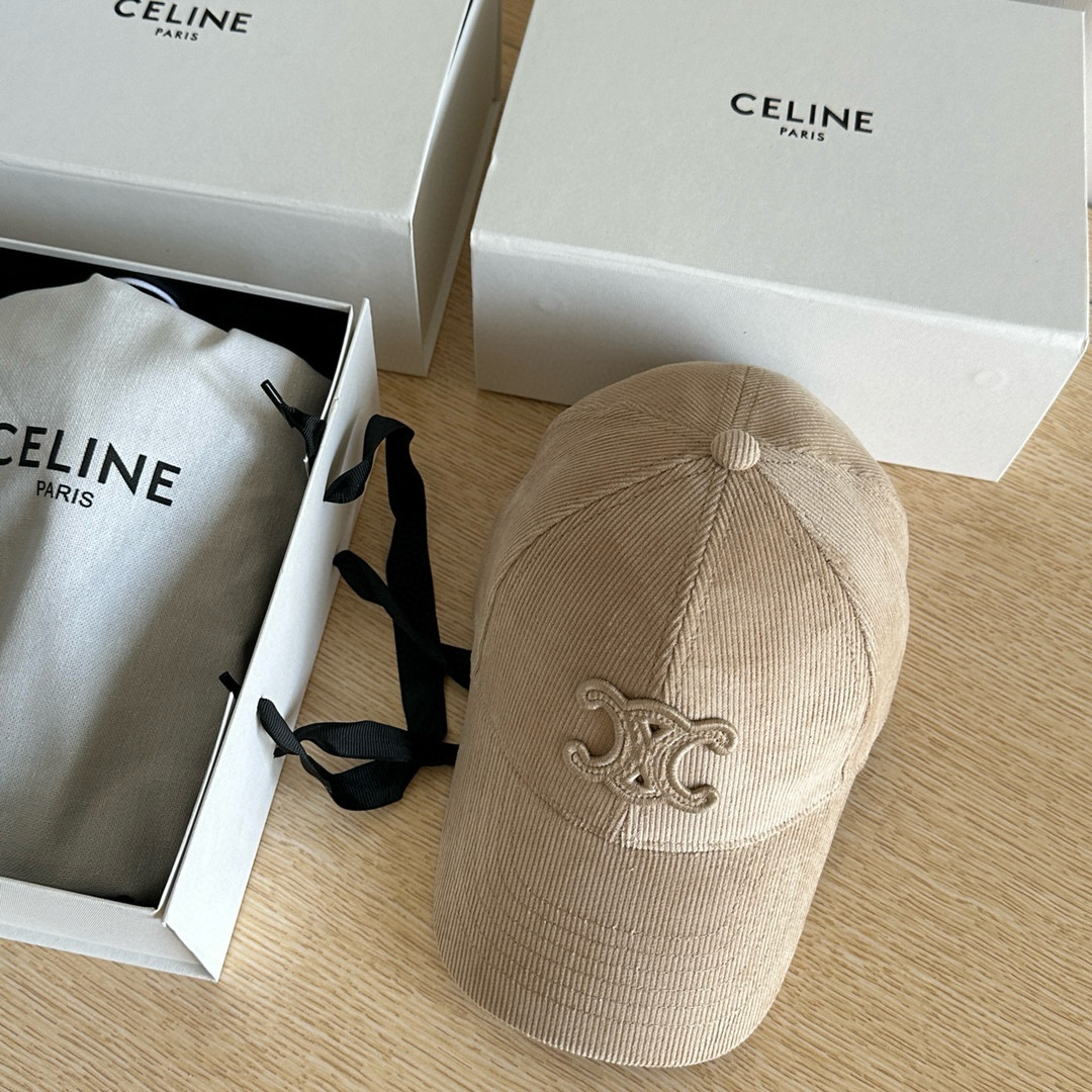 CELINE TRIOMPHE Patch Corduroy Baseball Cap BQ2473