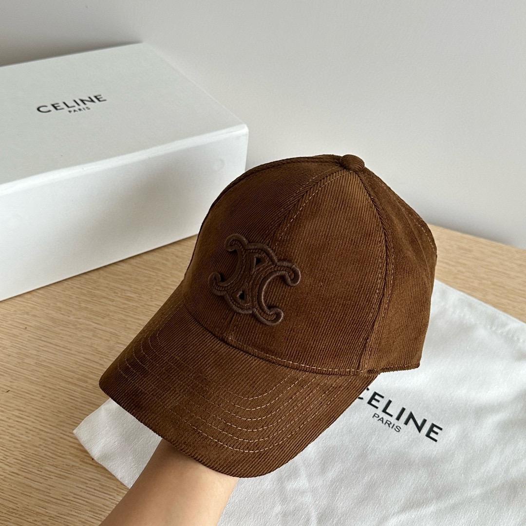 CELINE TRIOMPHE Patch Corduroy Baseball Cap BQ2473