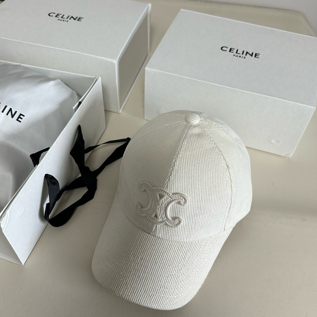 CELINE TRIOMPHE Patch Corduroy Baseball Cap BQ2473