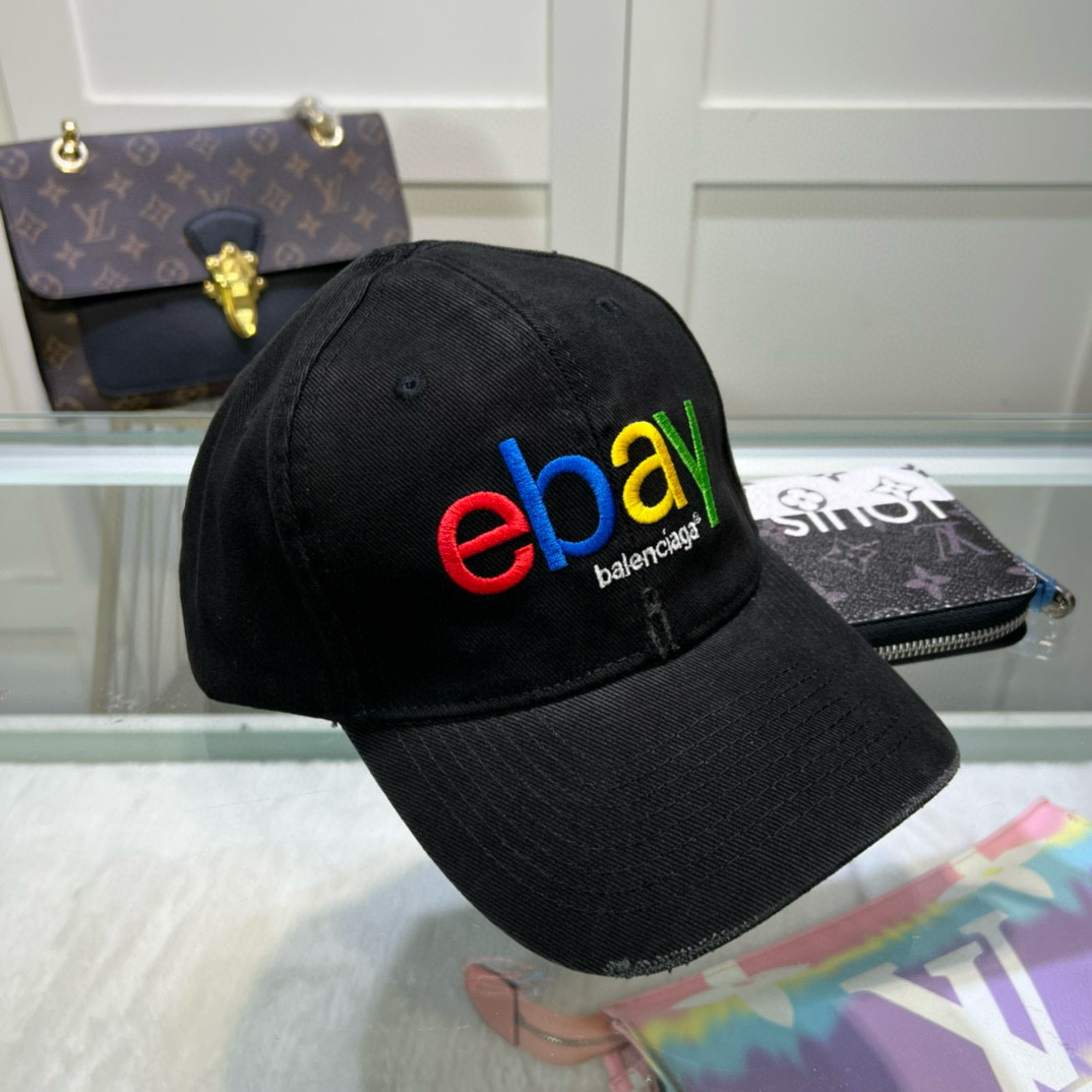 BALENCIAGA x Ebay Letter Embroidery Cotton Baseball Cap BQ2514