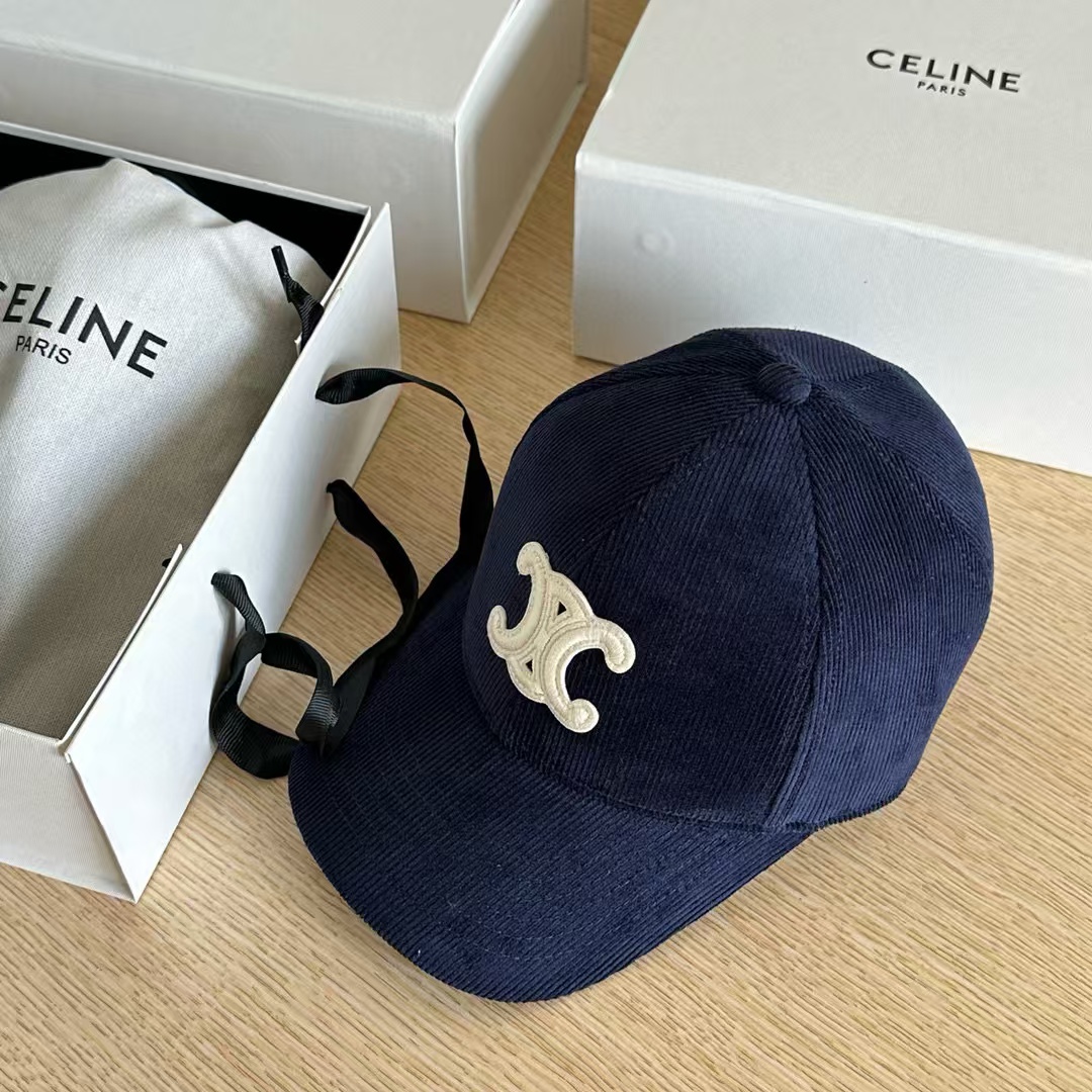 CELINE TRIOMPHE Patch Corduroy Baseball Cap BQ2525