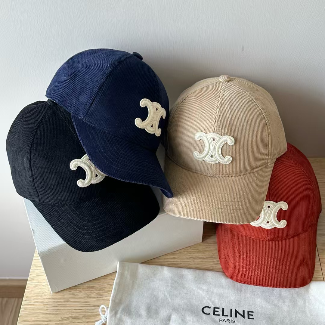 CELINE TRIOMPHE Patch Corduroy Baseball Cap BQ2525