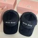 MIU MIU Letter Embroidery Velvet Baseball Cap BQ2526