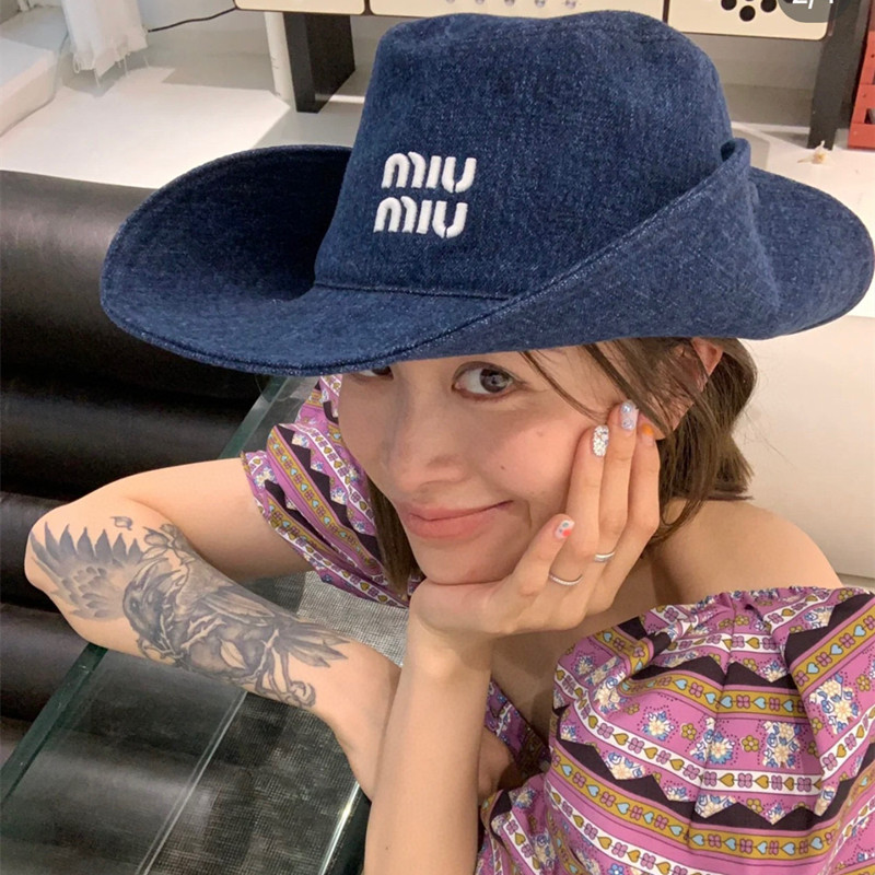 MIU MIU Letter Embroidery Cotton Cowboy Hat YF1008