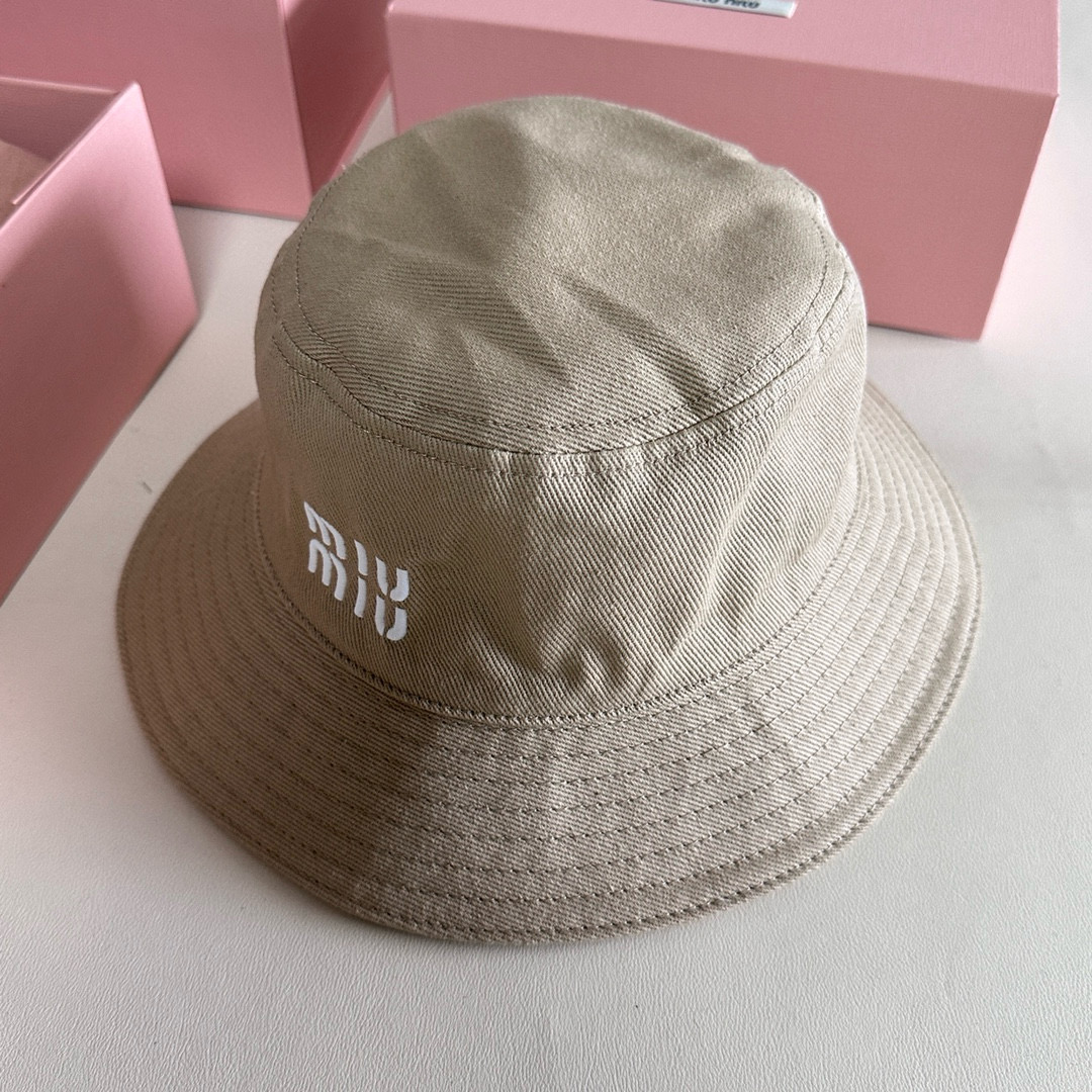 MIU MIU Letter Embroidery Cotton Bucket Hat YF1344