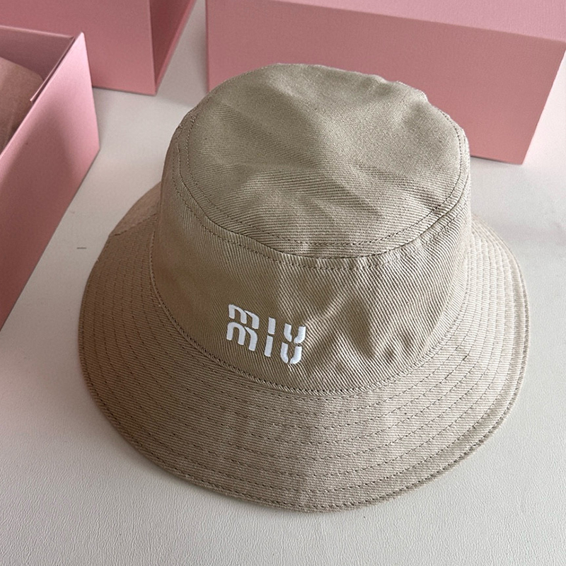 MIU MIU Letter Embroidery Cotton Bucket Hat YF1344