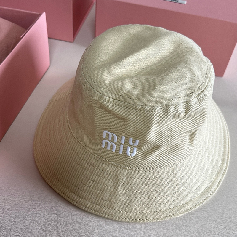 MIU MIU Letter Embroidery Cotton Bucket Hat YF1344