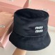 MIU MIU Letter Embroidery Velvet Bucket Hat YF1454