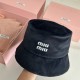 MIU MIU Letter Embroidery Velvet Bucket Hat YF1454