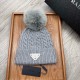 PRADA Metal Labels Cotton Knitted Hat MX1382