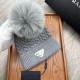 PRADA Metal Labels Cotton Knitted Hat MX1382