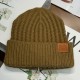 LOEWE Logo Leather Patch Cotton Knitted Hat MX1451