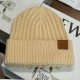 LOEWE Logo Leather Patch Cotton Knitted Hat MX1451