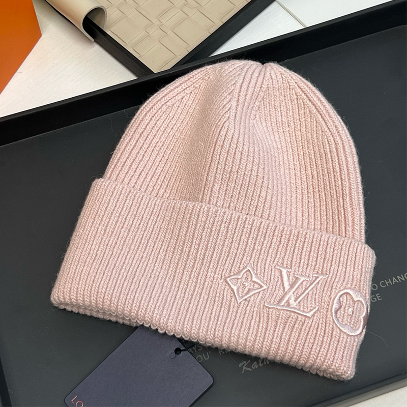 LOUIS VUITTON Logo Embroidery Cotton Knitted Hat MX1455