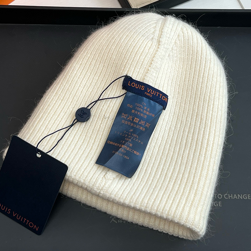 LOUIS VUITTON Logo Embroidery Cotton Knitted Hat MX1455