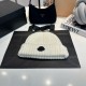 MONCLER Black Leather Logo Patch Warm Cotton Knitted Hat MX1503