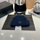 MONCLER Black Leather Logo Patch Warm Cotton Knitted Hat MX1503