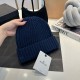 MONCLER Black Leather Logo Patch Warm Cotton Knitted Hat MX1503